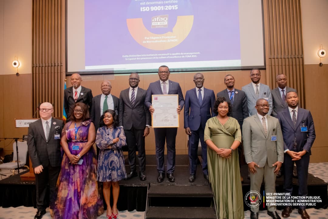 Réforme de l’administration publique : l’ENA RDC obtient la certification ISO 9001 :2015, délivrée par l&rsquo;AFNOR