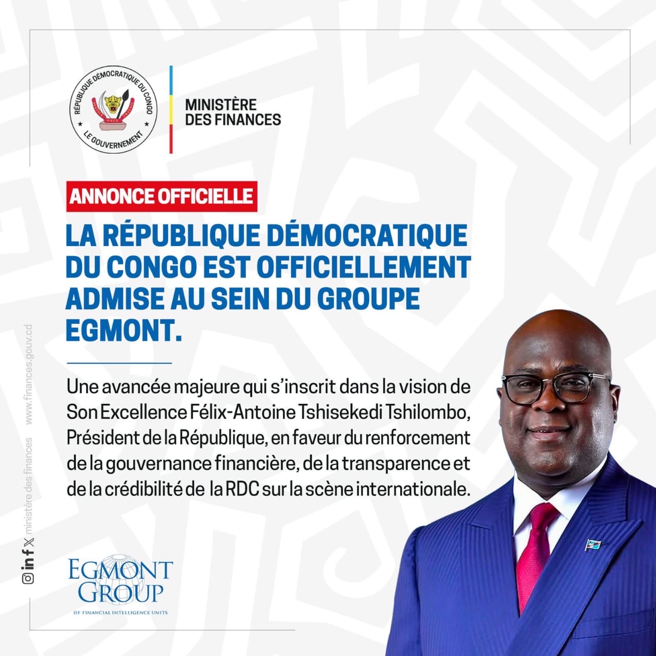 RDC : l&rsquo;intégration au Groupe Egmont, un tournant décisif pour la crédibilité financière du pays