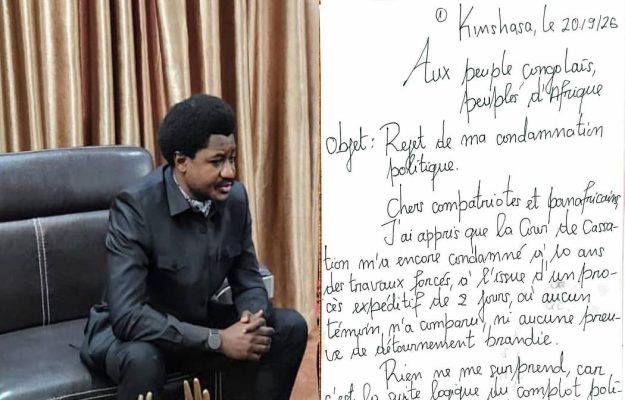 « La prison n’arrête pas le destin » : depuis sa cellule, Constant Mutamba livre sa riposte après sa condamnation